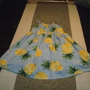 Sweet Blue & White Striped Pineapple Print Sundress Dress sz 4
